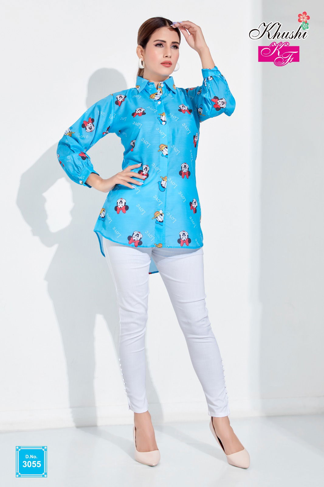 Fancy Digital Printed Ladies Shirt Catalog